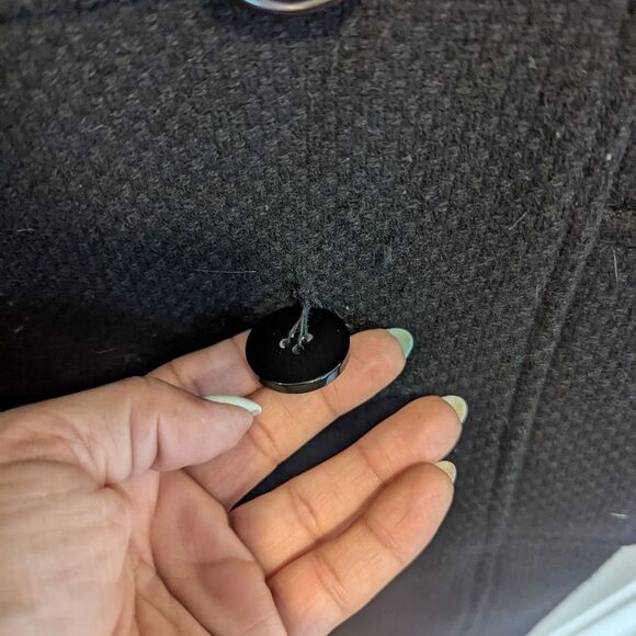 Nine West Size 6 Black Wool Fit And Flare Pea Coat Wool Blend Double Breasted - Picture 3 of 10